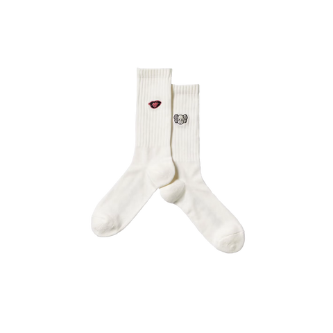 KAWS x Uniqlo x Warhol Lips Socks White