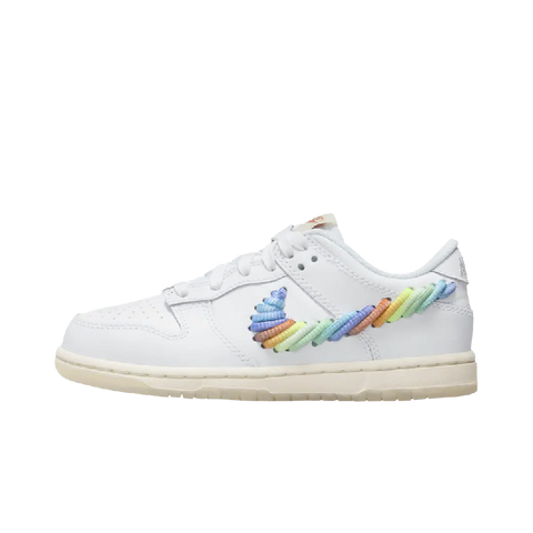 Nike Dunk Low SE Rainbow Lace Swoosh White (PS)