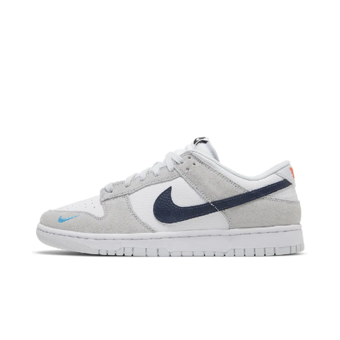 Nike Dunk Low White Grey Navy Aqua Mini Swoosh