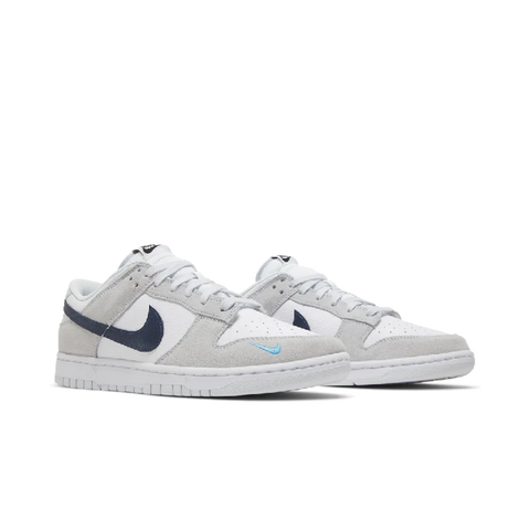 Nike Dunk Low White Grey Navy Aqua Mini Swoosh