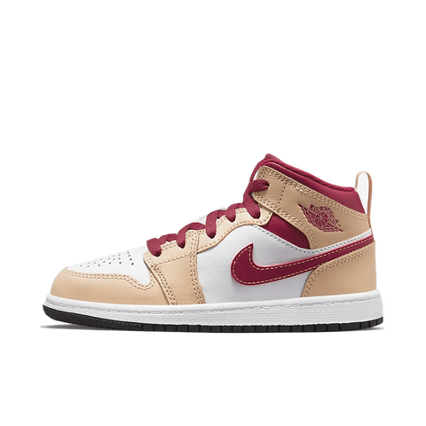 Jordan 1 Mid Light Curry Cardinal (PS)