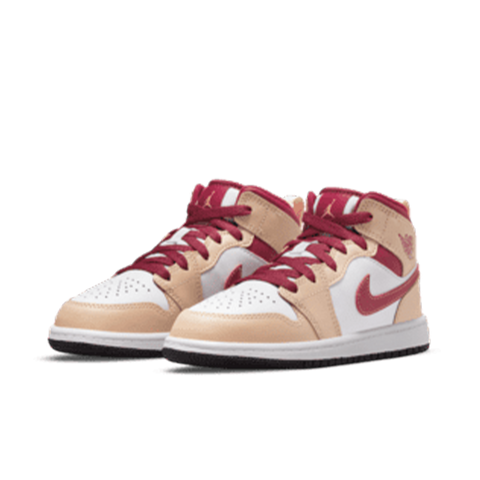 Jordan 1 Mid Light Curry Cardinal (PS)